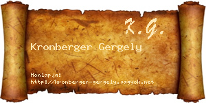 Kronberger Gergely névjegykártya